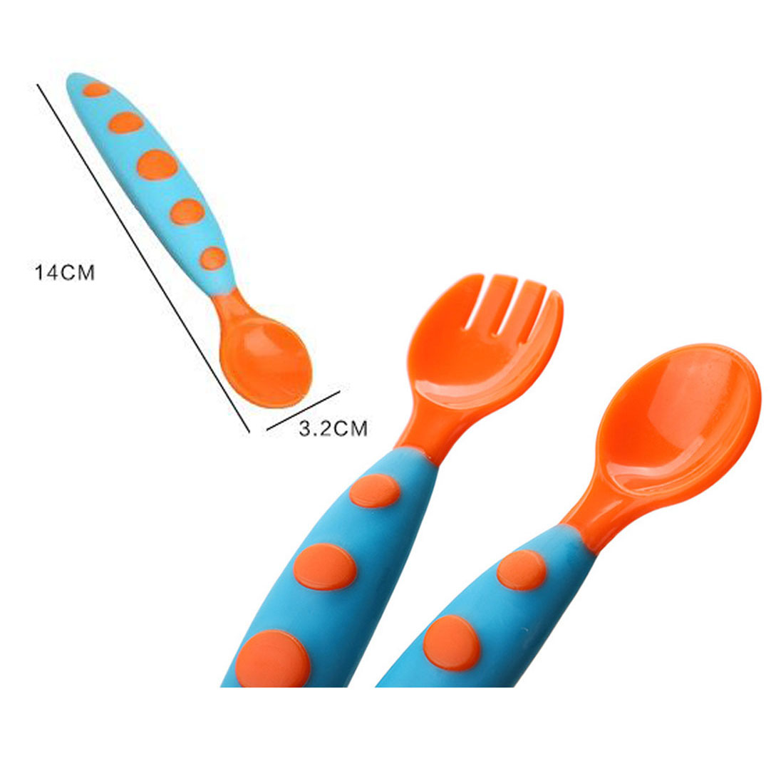 Feeding Baby Mother and Cherry Children's Silicone Spoon Eating Fork Feeding Tableware Set Supplementary Food Training Wholesale Products