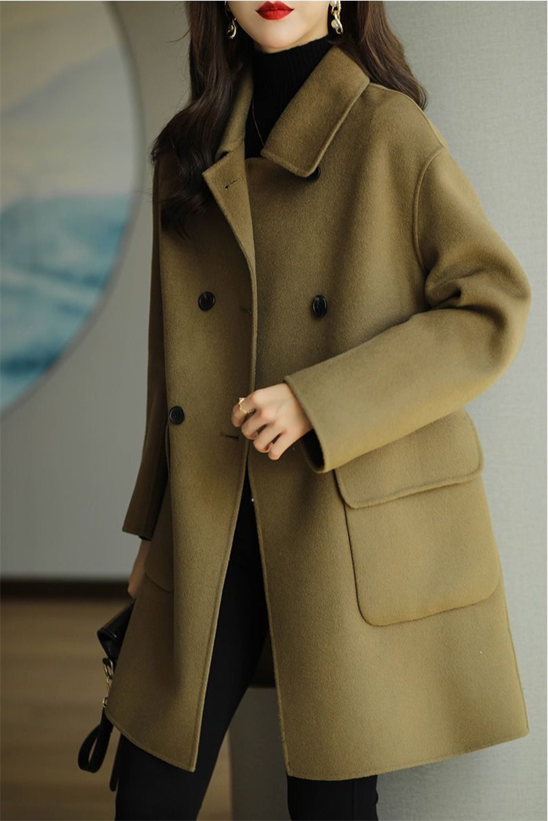 Women's Wool Blends Female Temperament Fashion Woolen Coat Autumn Winter Women Thicker Korean Mid-length Loose High-end Small Jacket A702 220906