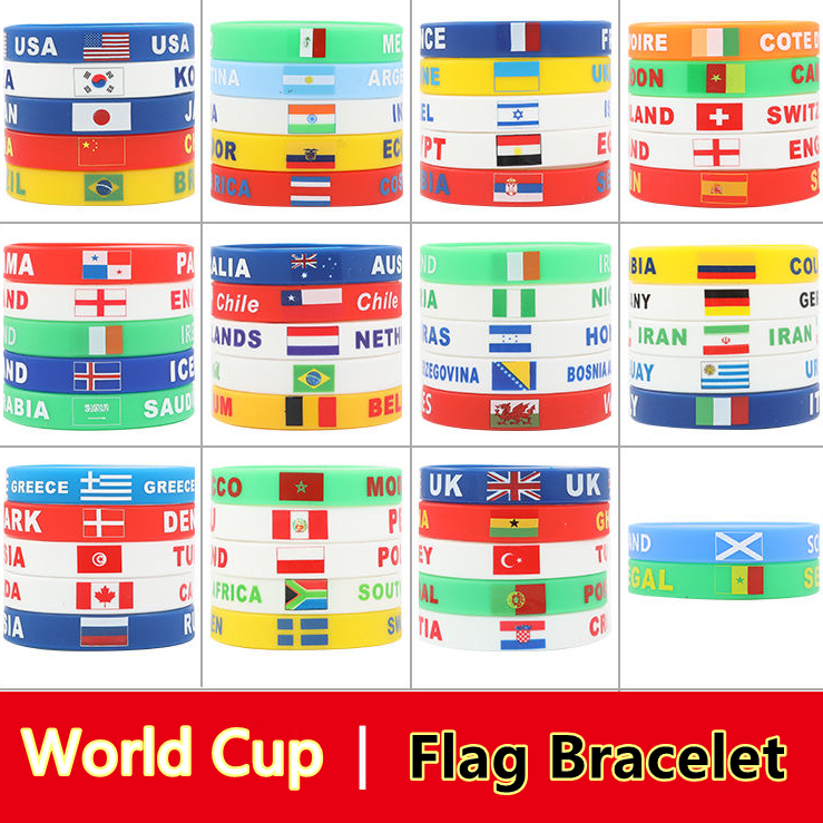 Charm Bracelets Qatar 2022 World Cup Flag Silicone Bracelet Spain USA FR Brazil Union Jack Bracelet Football Cheer Gifts
Charm Bracelets Qatar 2022 World Cup Flag Silicone Bracelet Spain USA FR Brazil Union Jack Bracelet Football Cheer Gifts