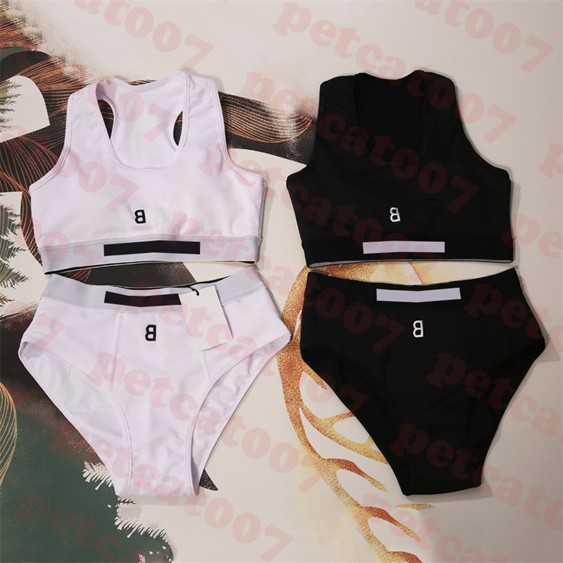 Letter Embroidered Swimsuit Tracksuit Bikini Womens Sports Tank Top Briefs Fashion Ladies Swimwear Two Colors