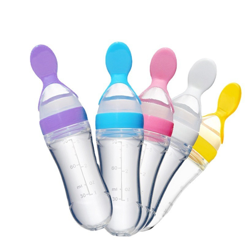 Cups Dishes Utensils 1pc Pressing Type Infant Children Training Feeding Baby Bottle Spoon Custard Feeder for Puree Vegetable Juices Egg 220906