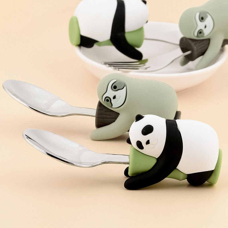 Cups Dishes Utensils Lofca Baby Silicone Spoons Panda Fork Sloth Feeding Food Learn To Eat Children s Tableware BPA Free L220906