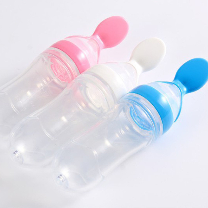 Cups Dishes Utensils 1pc Pressing Type Infant Children Training Feeding Baby Bottle Spoon Custard Feeder for Puree Vegetable Juices Egg 220906