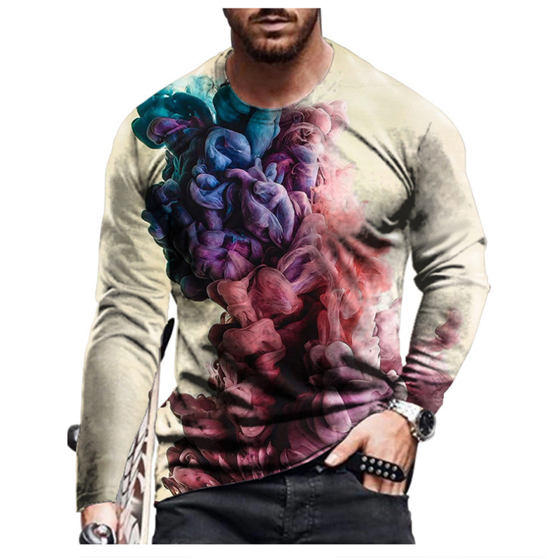 Men's T-Shirts summer hip-hop men's 3D T-shirt cartoon printing three-dimensional pattern long-sleeved casual fashion sports 220906