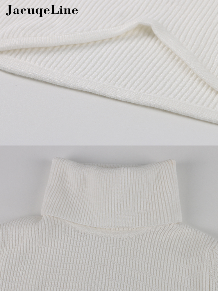 Two Piece Dress Jacuqeline Elegant Sexy Women Knitted Suit Turtleneck Sweater Top And High Waist Long Skirt Party Tracksuit Autumn Winter 220906