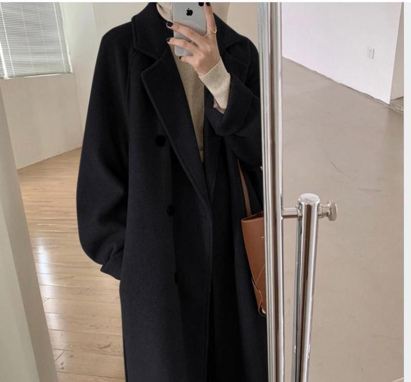 Women's Wool Blends Woolen coat female medium length small temperament woolen coat 220906