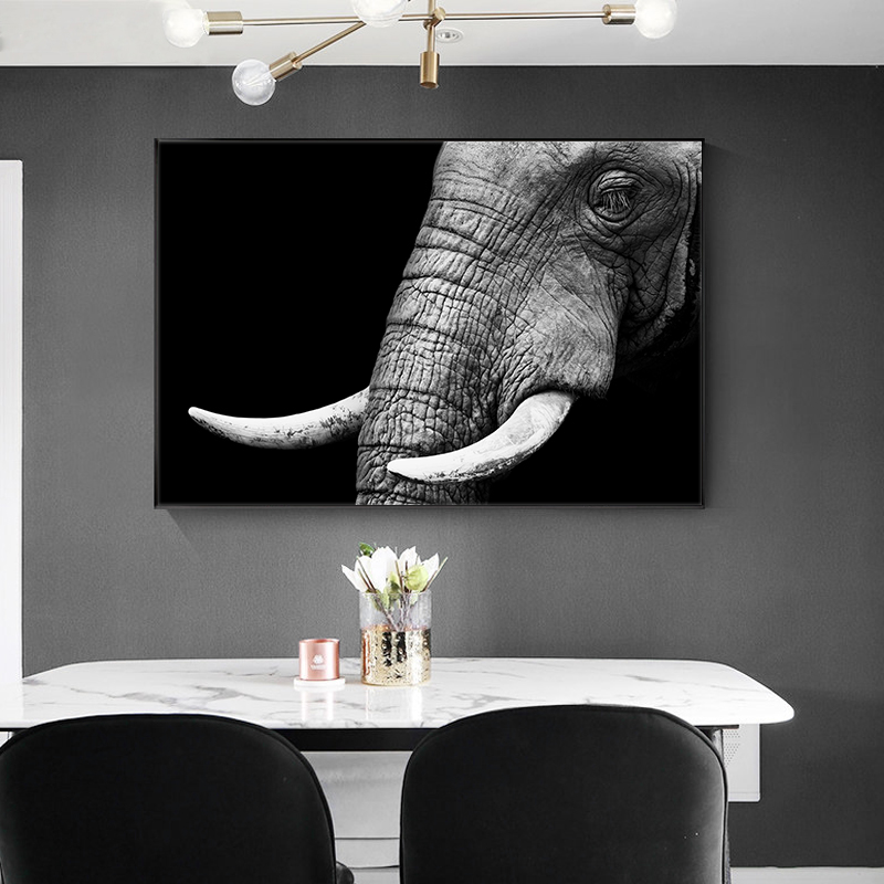 

Painting Black and White Wild Elephant Animal Art Canvas Posters and Prints Cuadros Wall Art Picture for Living Room Home Decor