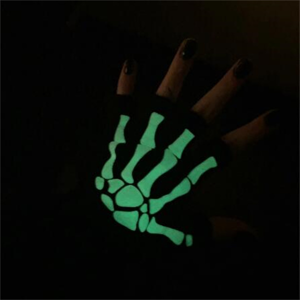 Warm Knitting Gloves For Adult Solid Acrylic Half Finger Glove Human Skeleton Head Gripper Print Cycling Non-slip Wrist Gloves GC1575