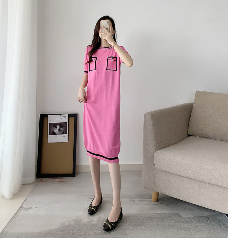 Two Piece Dress Vintage Knitted 2 Piece Sets Womens Outfits Elegant Long Sleeve Cardigan Short Sleeve Midi Dress Set Korean Fashion Suits 220906