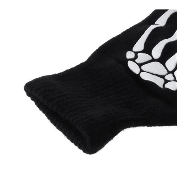 Warm Knitting Gloves For Adult Solid Acrylic Half Finger Glove Human Skeleton Head Gripper Print Cycling Non-slip Wrist Gloves GC1575