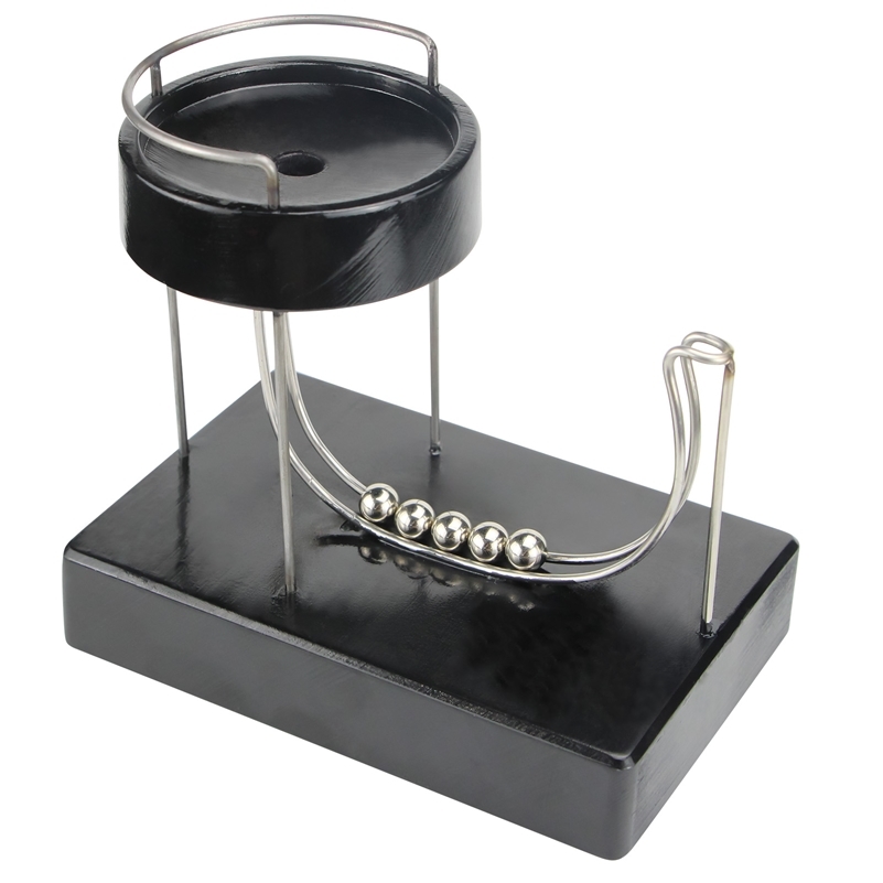 Decorative Objects Figurines Black Charged Perpetual Plastic Machine Kinetic Art Motion Modern Wooden Stripes Ornament Infinite Jumping Decor 220906