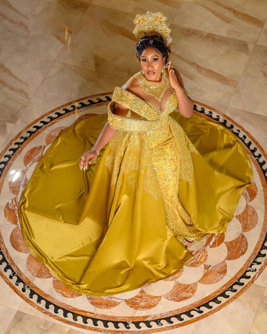 2022 Arabic Aso Ebi Gold Mermaid Prom Dresses Sequined Lace Evening Formal Party Second Reception Birthday Engagement Gowns Dress ZJ720