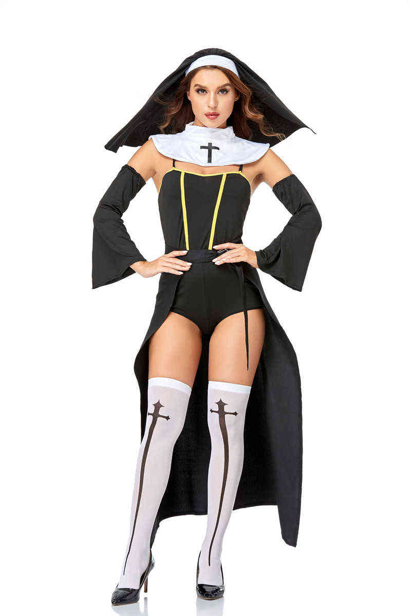 Stage Wear Sexy Nun Come Cosplay Uniform For Adult Women Halloween Church Missionary Sister Party Fancy Dress T220905
