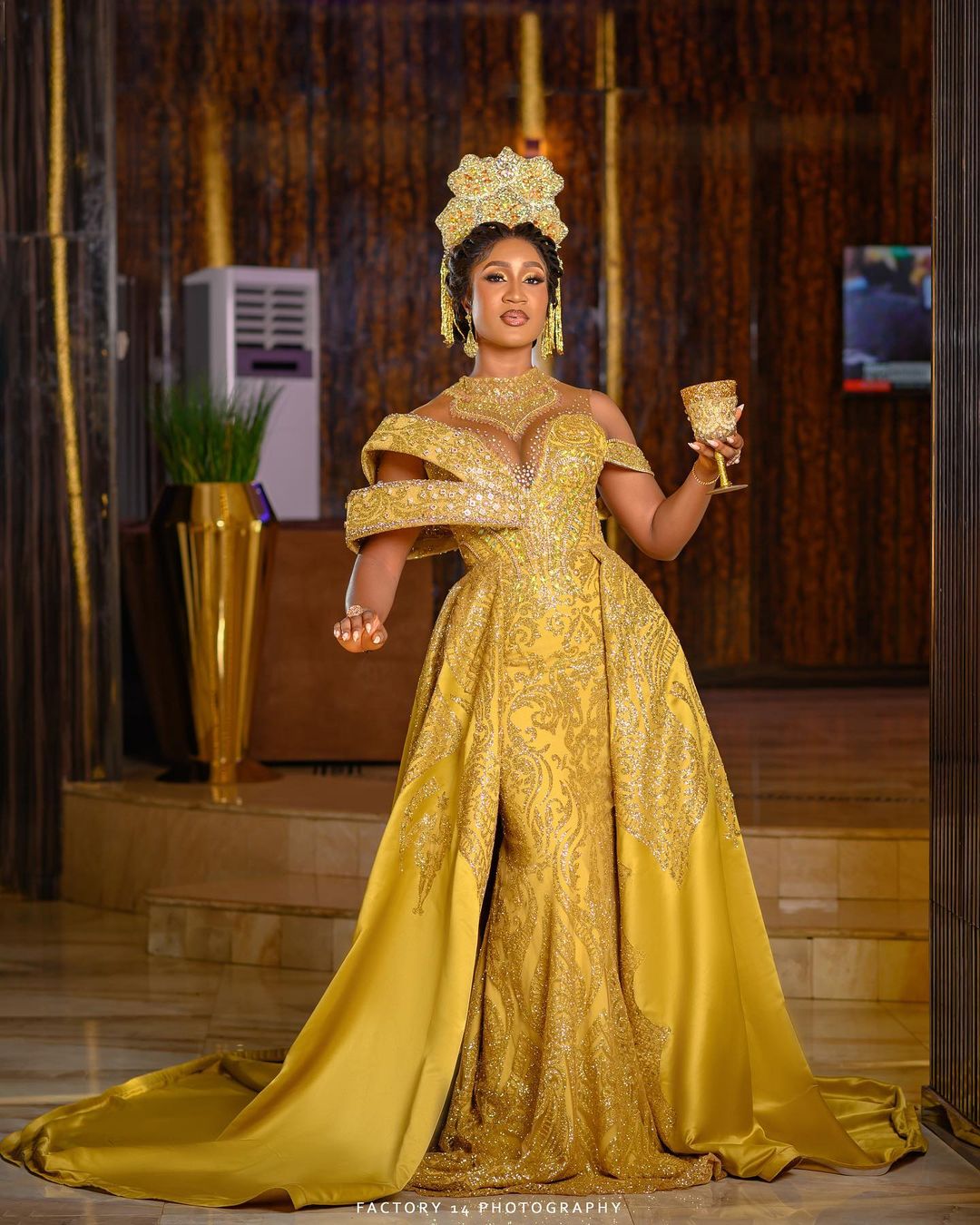 2022 Arabic Aso Ebi Gold Mermaid Prom Dresses Sequined Lace Evening Formal Party Second Reception Birthday Engagement Gowns Dress ZJ720