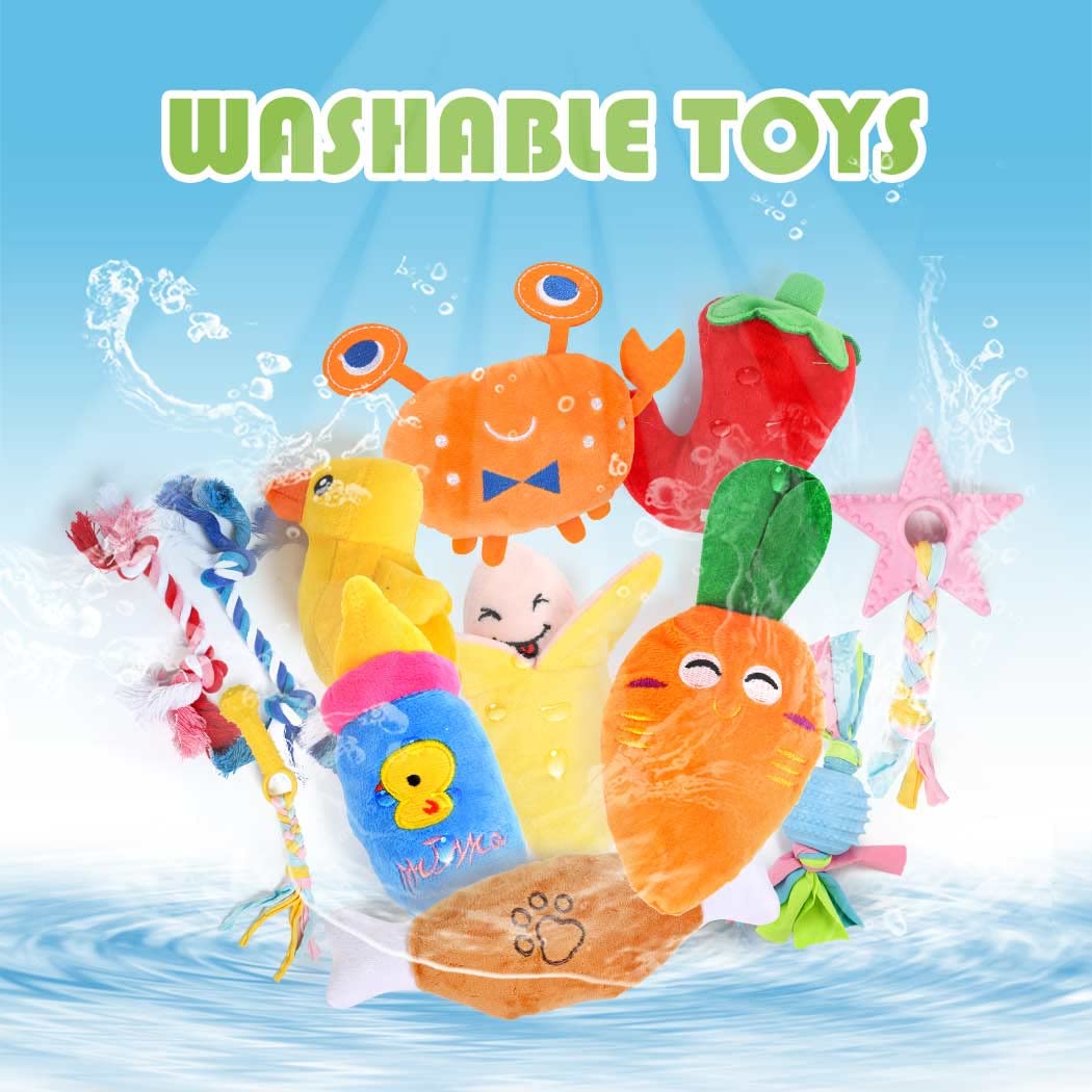 Dog Toys Chews Squeaky For Puppy Small Medium Dogs 18 Units Stuffed With Rubber In Bk Plush Toy Safe Fetch Chew Pack Chewi Ediblesbag