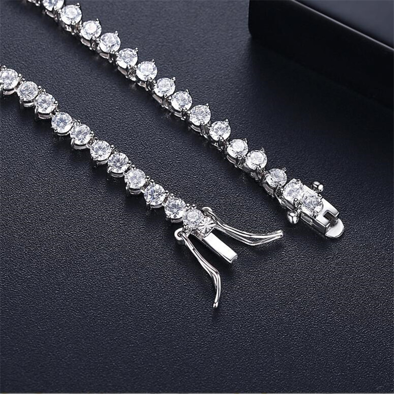 2022 Top Sell Bride Tennis Necklace Sparkling Luxury Jewelry 18K White Gold Fill Round Cut White Topaz CZ Diamond Gemstones Ins Women 16inch Pendant F