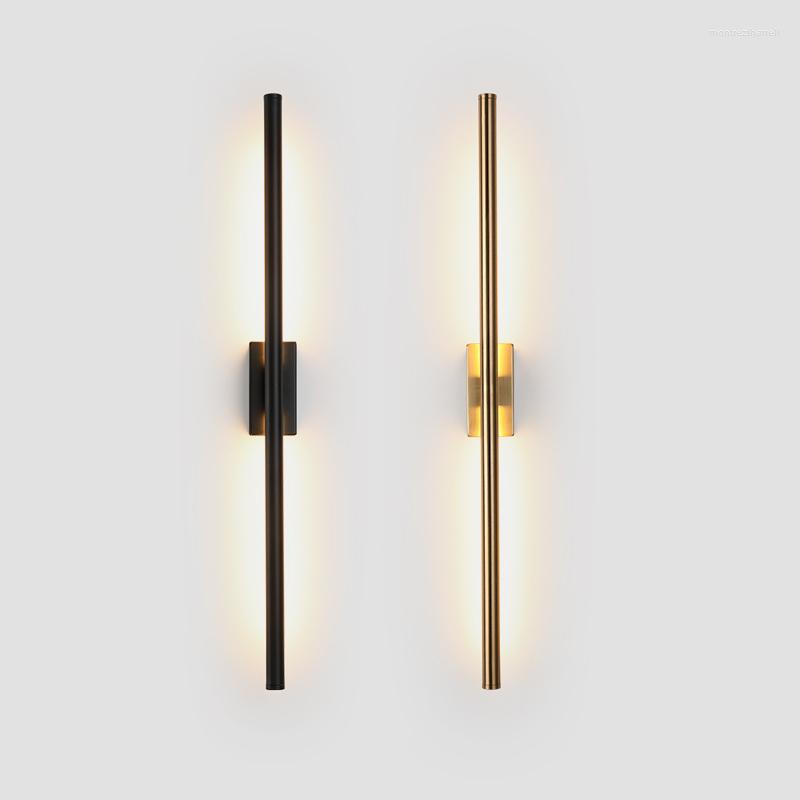 

Wall Lamps Modern Metal Tube Bedroom Foyer Washroom Living Room Toilet Bathroom Black Gold Decor Sconce LED Mirror Light