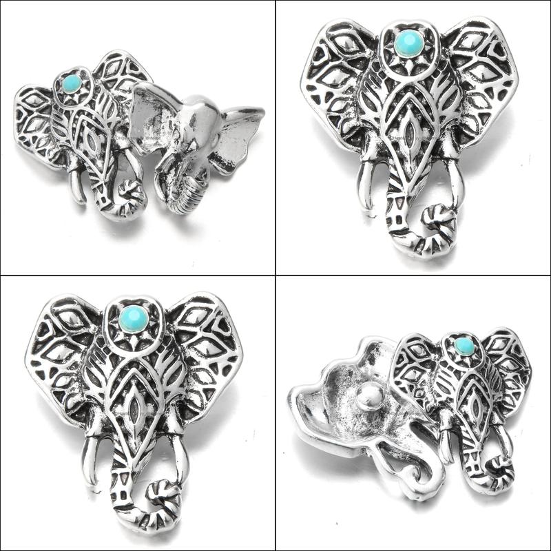 Other Alloy Elephant Head Snap Button Jewelry Components 18Mm Metal Snaps Buttons Fit Bracelet Bangle Noosa H15 Drop Deli Dhseller2010 Dhy2S