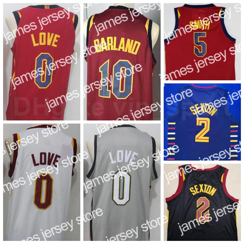 Basketball Jerseys Men Basketball Jr Smith Jersey 5 Collin Sexton 2 Kevin Love 0 Darius Garland 10 Edition Earned City Stitched Red White Black Blue