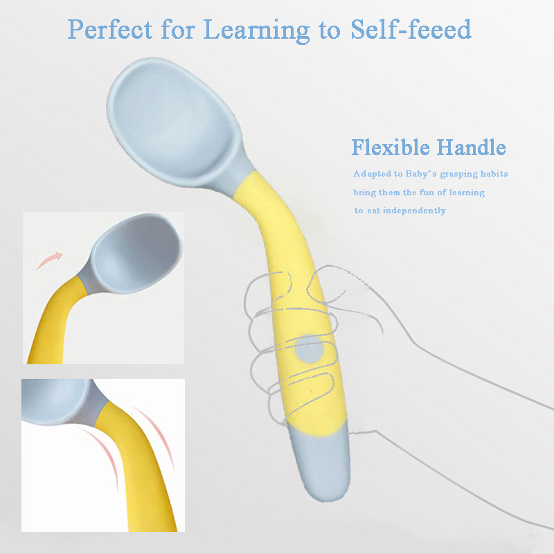 Cups Dishes Utensils 2PCS Silicone Spoon Fork for Baby Set Auxiliary Food Toddler Learn To Eat Training Bendable Soft Infant Tableware 220906