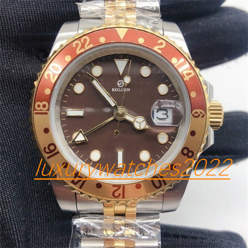 2022 New Mens Watch 40mm Gmt Automatic Mechanical Movement Two Tone Jubilee Stainless Steel Strap 316l Sapphire Glass Classic Retro Wristwatch