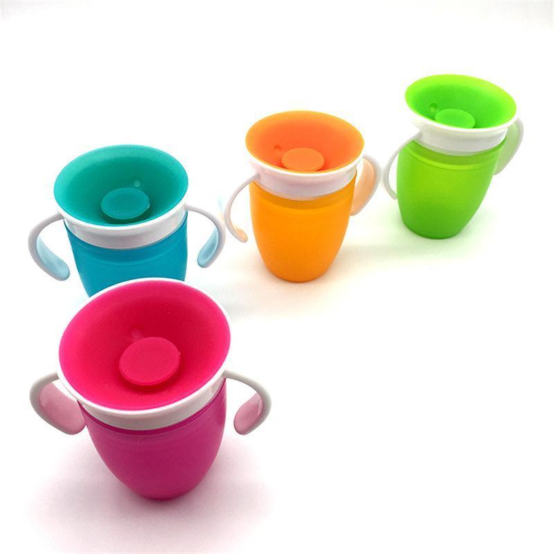 Cups Dishes Utensils 360 Degrees Can Be Rotated Baby Learning Drinking With Double Handle Flip lid Leakproof Magic Infants Water Bottle 220907