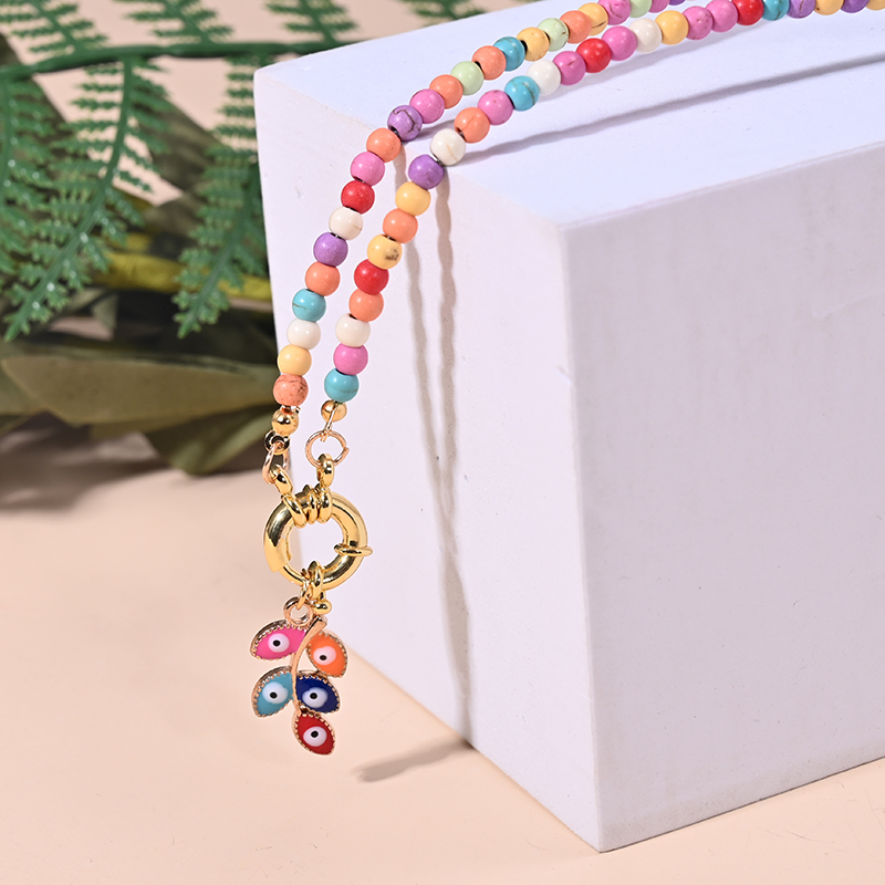 Boho Colorful Collar Choker Golden Eyes Pendant Necklace For Women