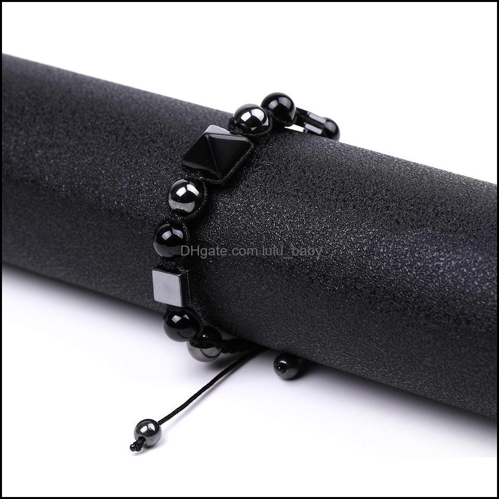 Beaded Strands Friendship Strands Crystal Pyramid Beads Bracelets For Women Men Feng Shui Reiki Positive Energy Healing Dhseller2010 Dhjy9