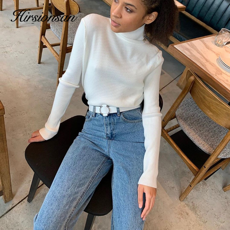 Womens Sweaters Hirsionsan Basic Warm Knitted Women Autumn Winter Turtleneck Pullovers Slim Skinny Solid Jumper Elastic Tops 220906