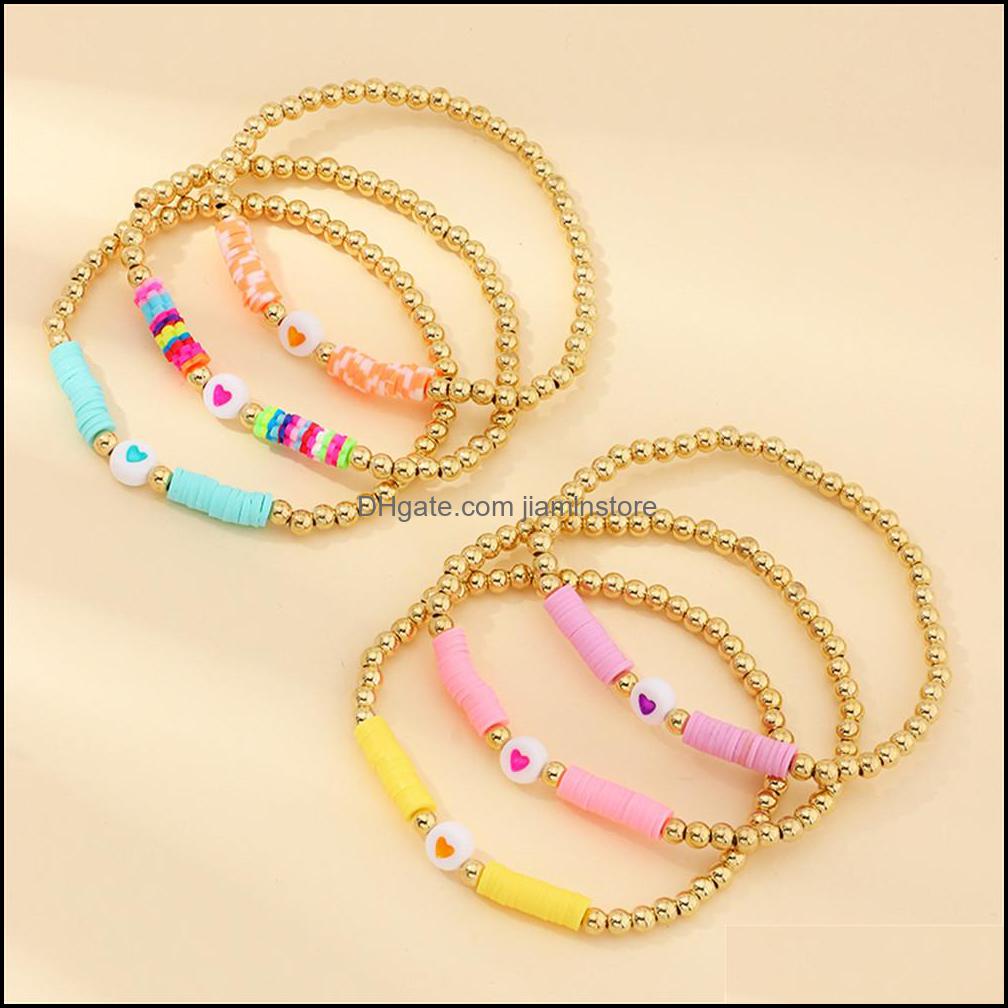Beaded Strands Bohemian Style Color Soft Colorf Strands Beaded Bracelet For Women Girls Mtiple Strand Handmade Stretch Bracelets Dro Dhnh4
