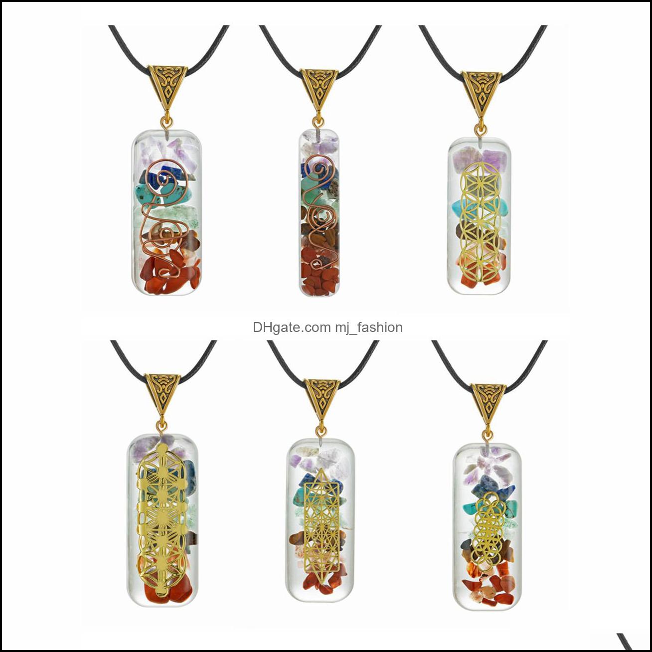 Pendant Necklaces 7 Healing Chakra Orgone Crystal Pendant Necklace Reiki Energy Stones Generator Emotional Body Purifica Dhseller2010 Dhuea
