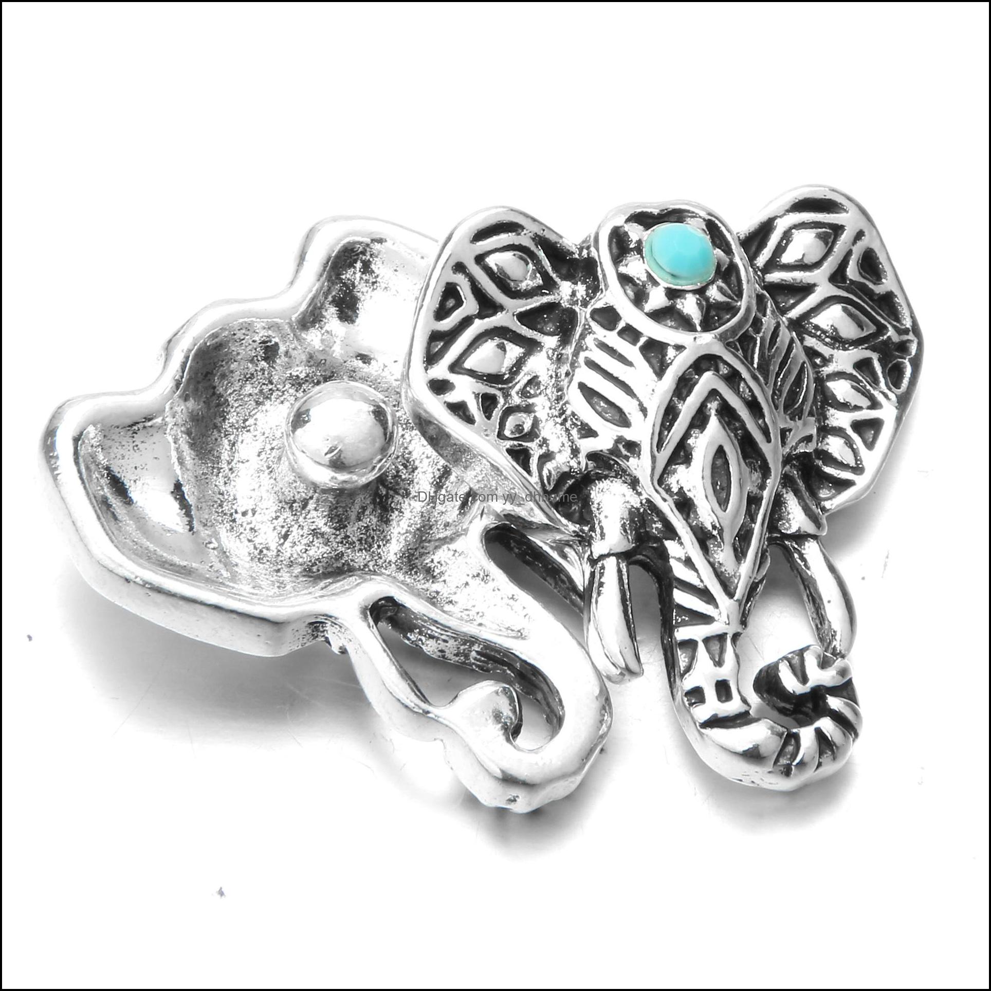 Other Alloy Elephant Head Snap Button Jewelry Components 18Mm Metal Snaps Buttons Fit Bracelet Bangle Noosa H15 Drop Deli Dhseller2010 Dhy2S
