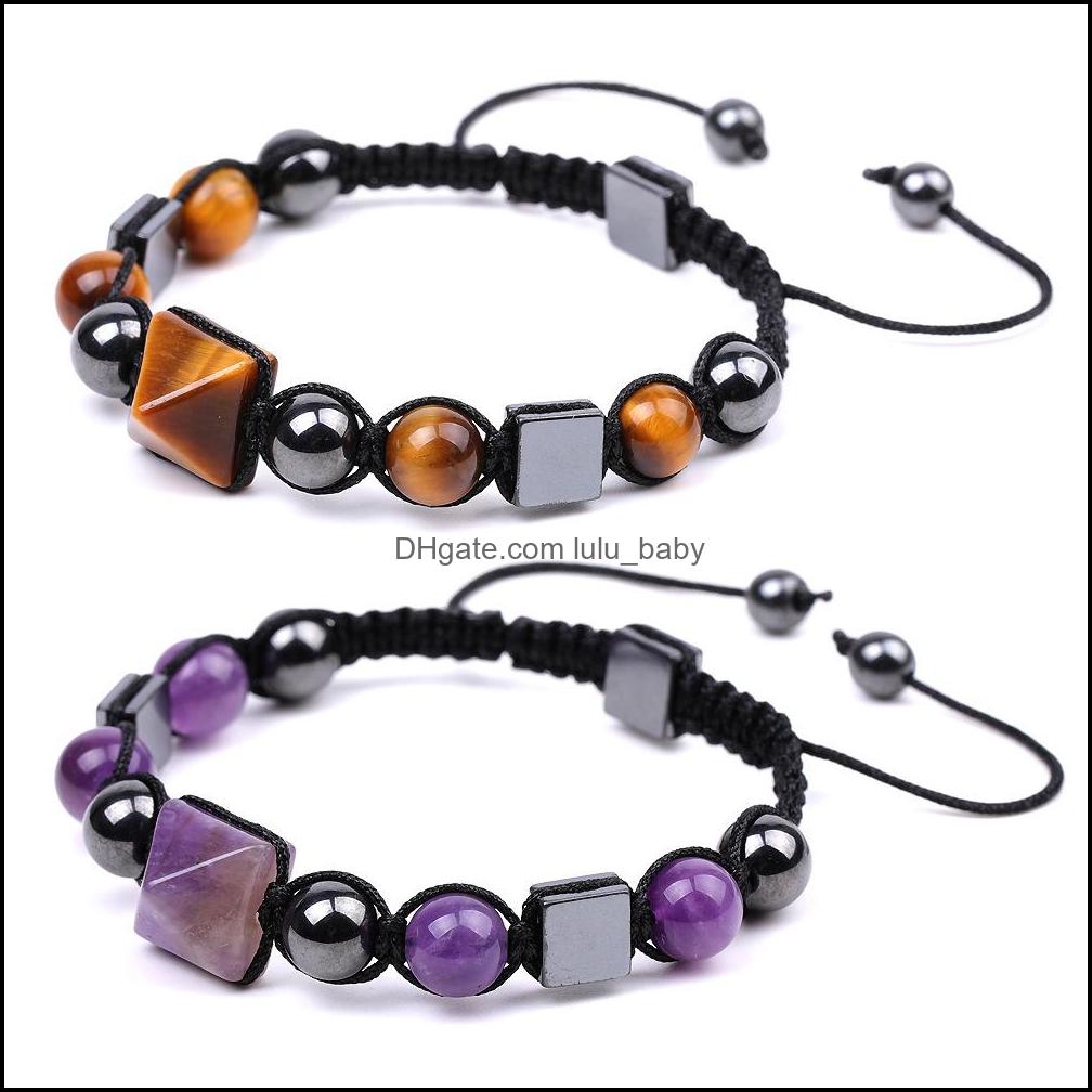 Beaded Strands Friendship Strands Crystal Pyramid Beads Bracelets For Women Men Feng Shui Reiki Positive Energy Healing Dhseller2010 Dhjy9
