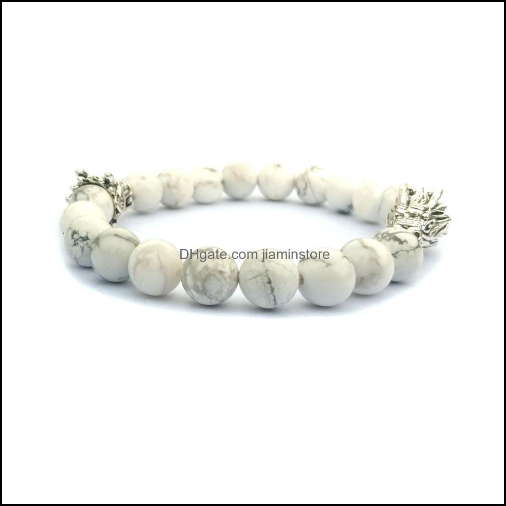 Beaded Strands 10Pc/Set 8Mm Howlite Beads Antique Energy Yoga Bead Hand Weaving Dragon Bracelet For Gift Women Custom Jewelry Drop D Dhun7