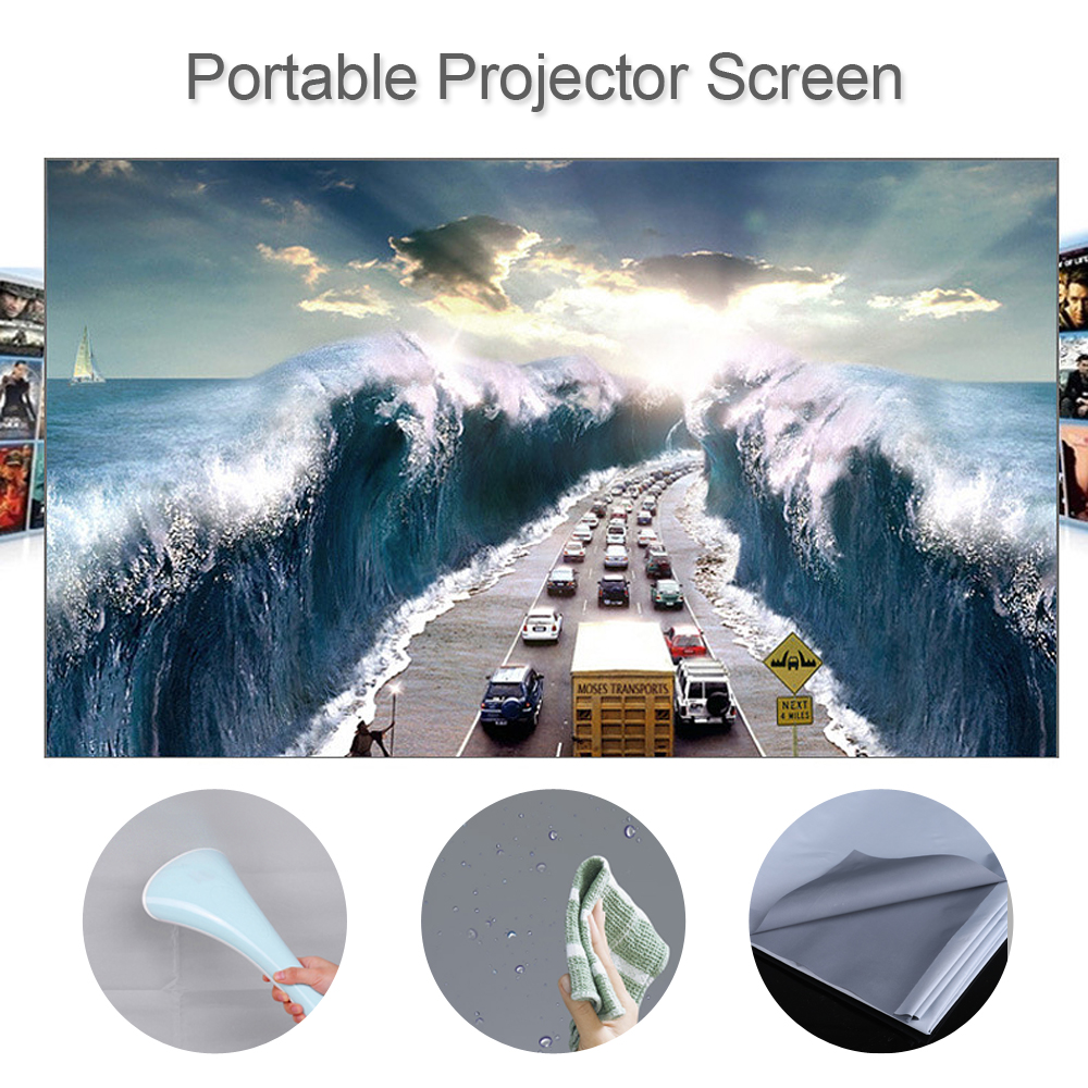 80/100/120Inch Reflective Projector Screen HD Frameless Foldable Video Projection Screen Wall Mounted for Home Theater Office Movies