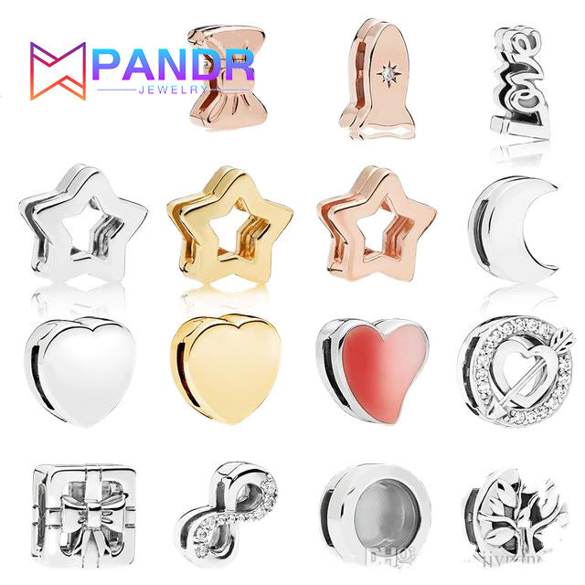 New Popular s925 Sterling Silver Shiny Charming Star Clip Rose Spaceship Clip Ladies Jewelry Pendant Bracelet Fashion Accessories