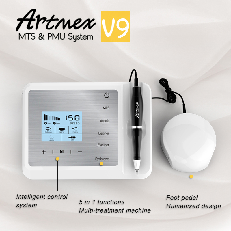 Intelligent Artmex V9 Facial Microneedle Tattoo Machine Permanent Makeup MTS PMU System Micropigmentation Eyebrow Eyeliner Lip Microneedling System De