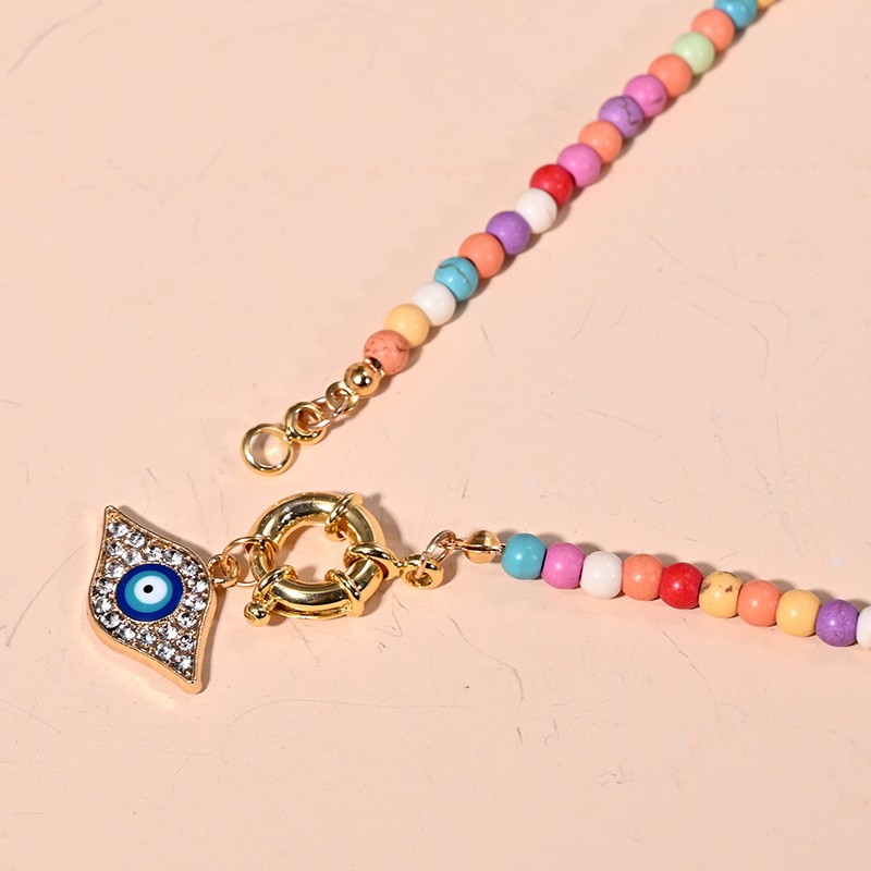 Boho Colorful Collar Choker Golden Eyes Pendant Necklace For Women