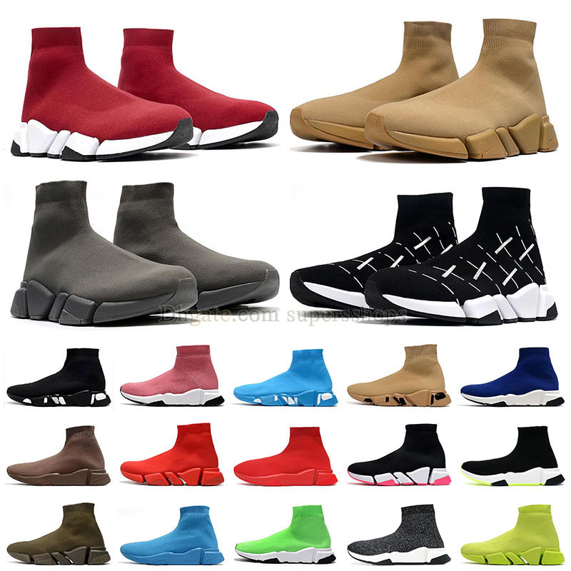 

Soft Platform Ankle Boots Mens Womens Sock Shoes Designer Knit Boot Triple Black White Volt Vintage Beige Green Brown Outdoor Warking Trainer, B13 36-40 black white red