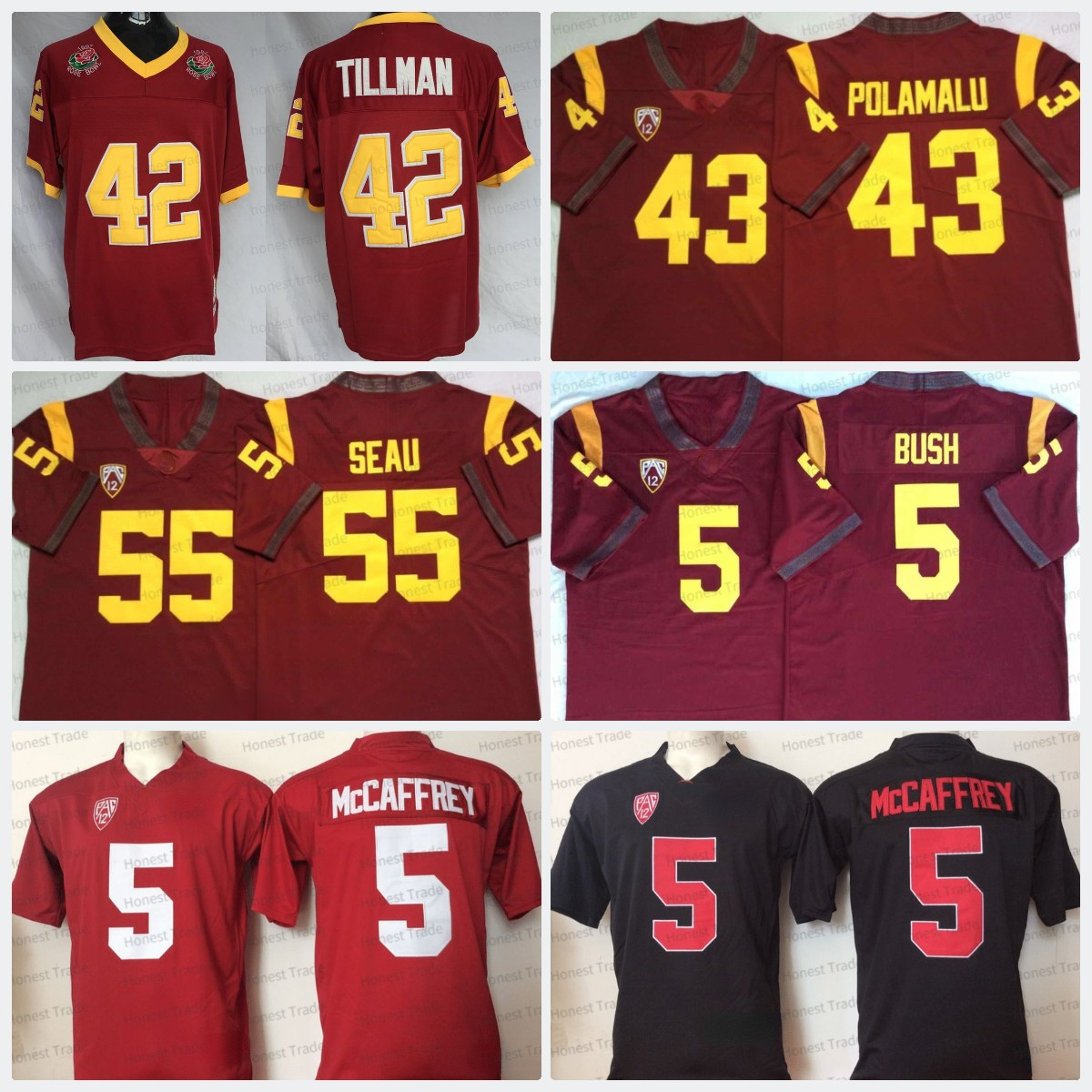 Stanford Football Jersey 5 Christian McCaffrey 42 Pat Tillman Red 1997 USC Trojans 55 Junior Seau 43 Troy Polamalu NCAA Men College Jerseys, Men;as
Stanford Football Jersey 5 Christian McCaffrey 42 Pat Tillman Red 1997 USC Trojans 55 Junior Seau 43 Troy Polamalu NCAA Men College Jerseys, Men;as