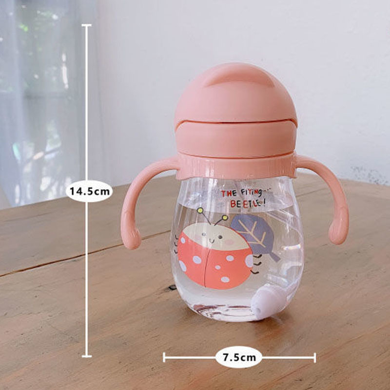 Cups Dishes Utensils 350ml Baby Sippy Water Kid Handle Learn Feeding Drinking Bottle Anti choking with Gravity Ball Kids Training Straw 220907
