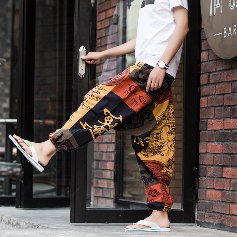 Men's Pants Men Women Baggy Harem Pants Hip hop Joggers Causal Loose Trousers Aladdin Crotch Wide Leg Cotton Linen Pants Pantalones Hombre 220907