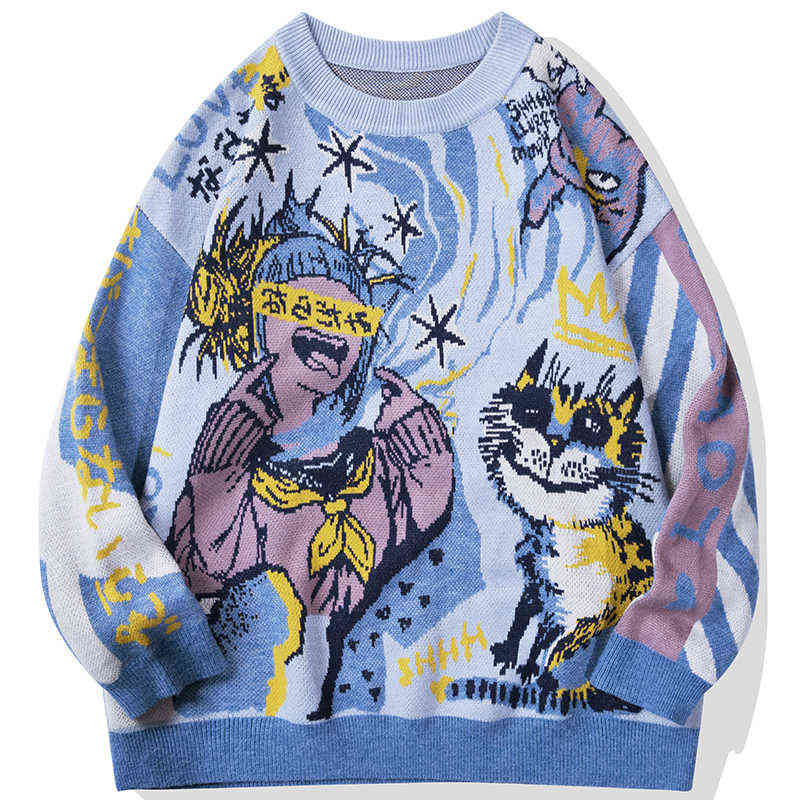 Men's Sweaters Harajuku Japanese Anime Graphic Sweater Men Hip Hop Streetwear 2021 Autumn Oversize Pullover Sweater for Men Fashion Sweaters T220906, Blue
Men's Sweaters Harajuku Japanese Anime Graphic Sweater Men Hip Hop Streetwear 2021 Autumn Oversize Pullover Sweater for Men Fashion Sweaters T220906, Blue