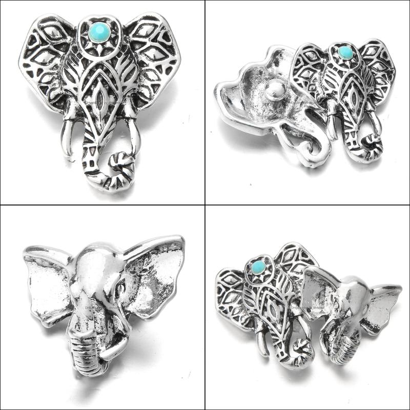 Other Alloy Elephant Head Snap Button Jewelry Components 18Mm Metal Snaps Buttons Fit Bracelet Bangle Noosa H15 Drop Deli Dhseller2010 Dhy2S