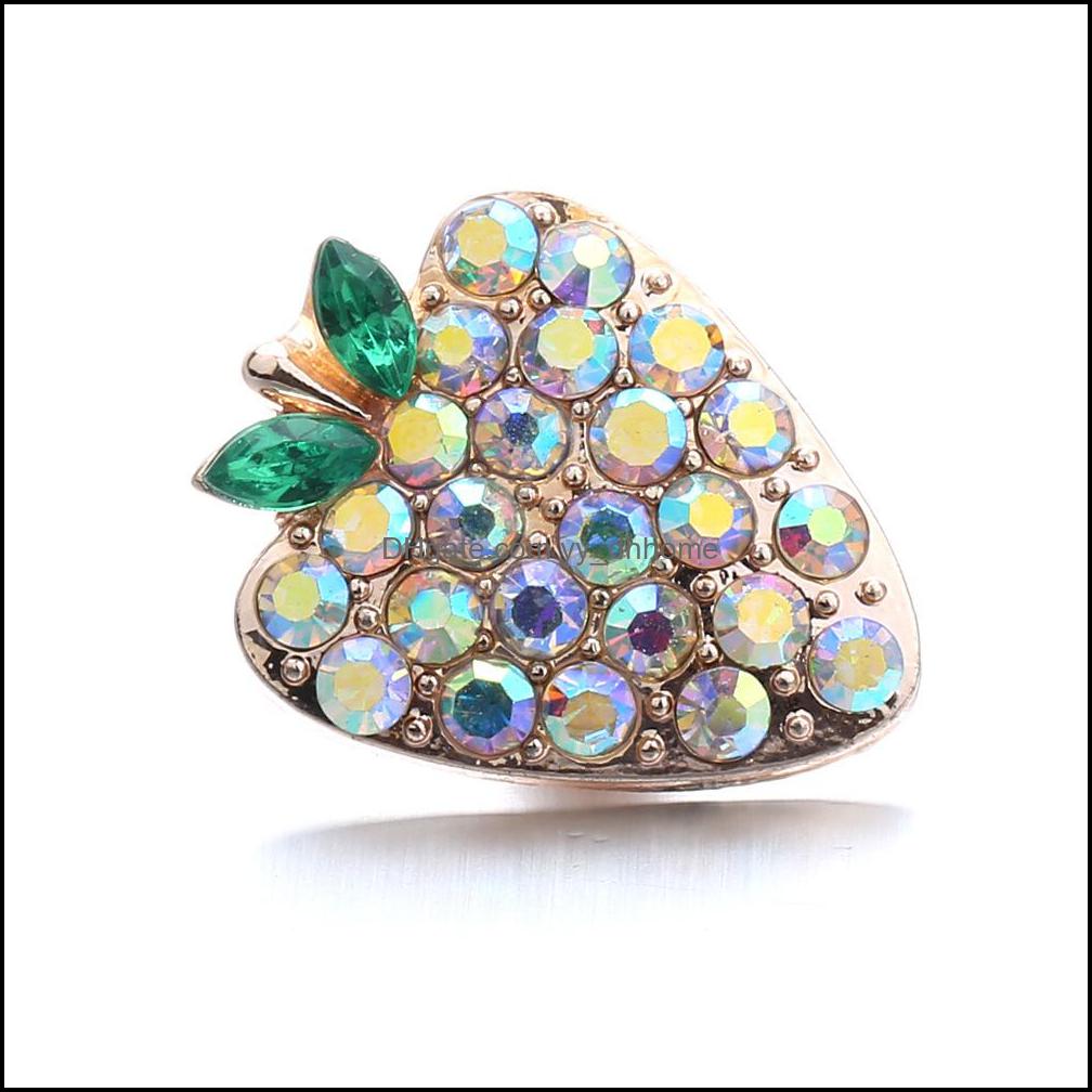 Other Snap Button Jewelry Components Colorf Rhinestone Fruit 18Mm Metal Snaps Buttons Fit Bracelet Bangle Noosa Ze0032 D Dhseller2010 Dhzc5