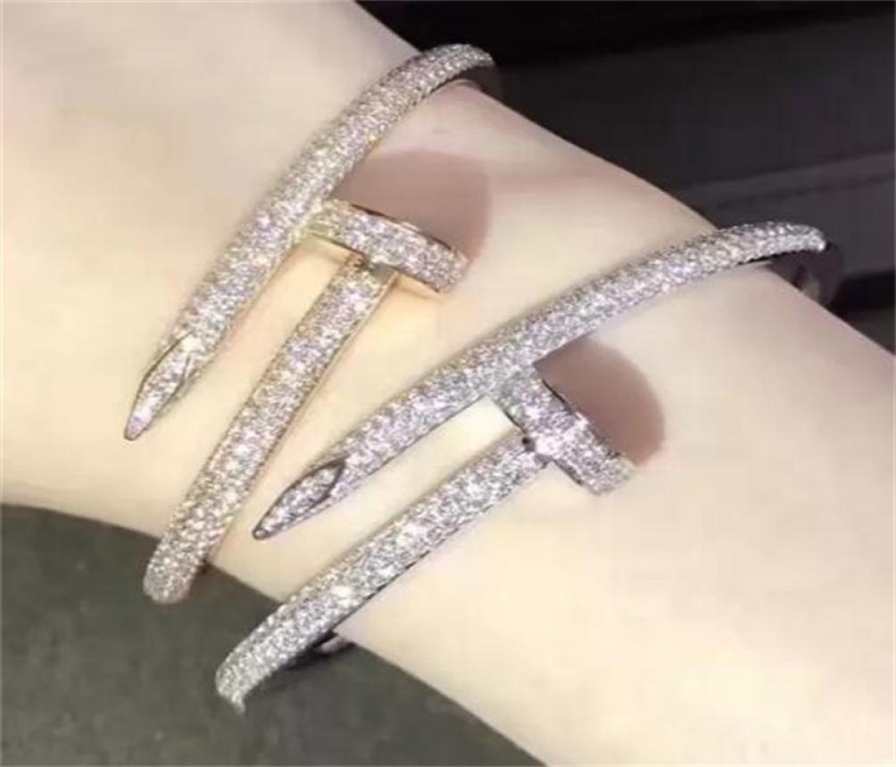 50off Nail Bracelets Women Cuff 18k Gold Plated Full Diamond Bracelet Jewel