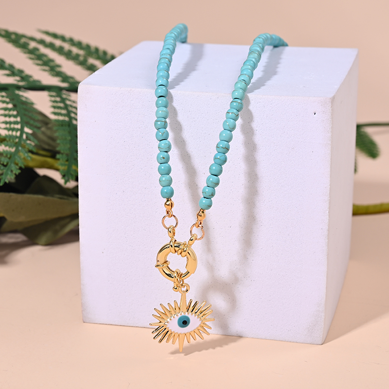 Boho Colorful Collar Choker Golden Eyes Pendant Necklace For Women