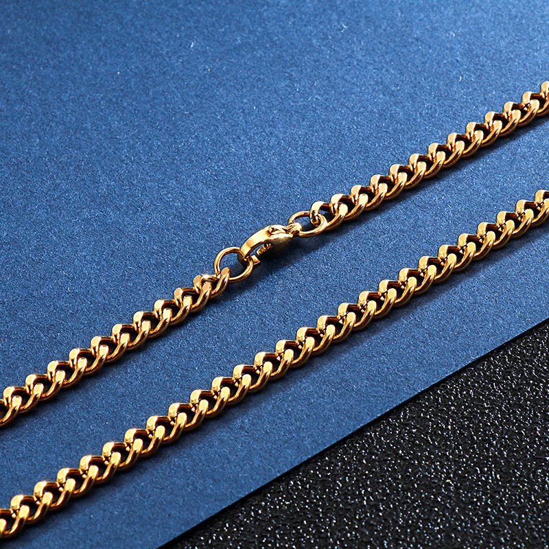 Stainless Steel Cuban Chain Link Necklace for Men Grinding Chain Jewelry Accessories Wholesale