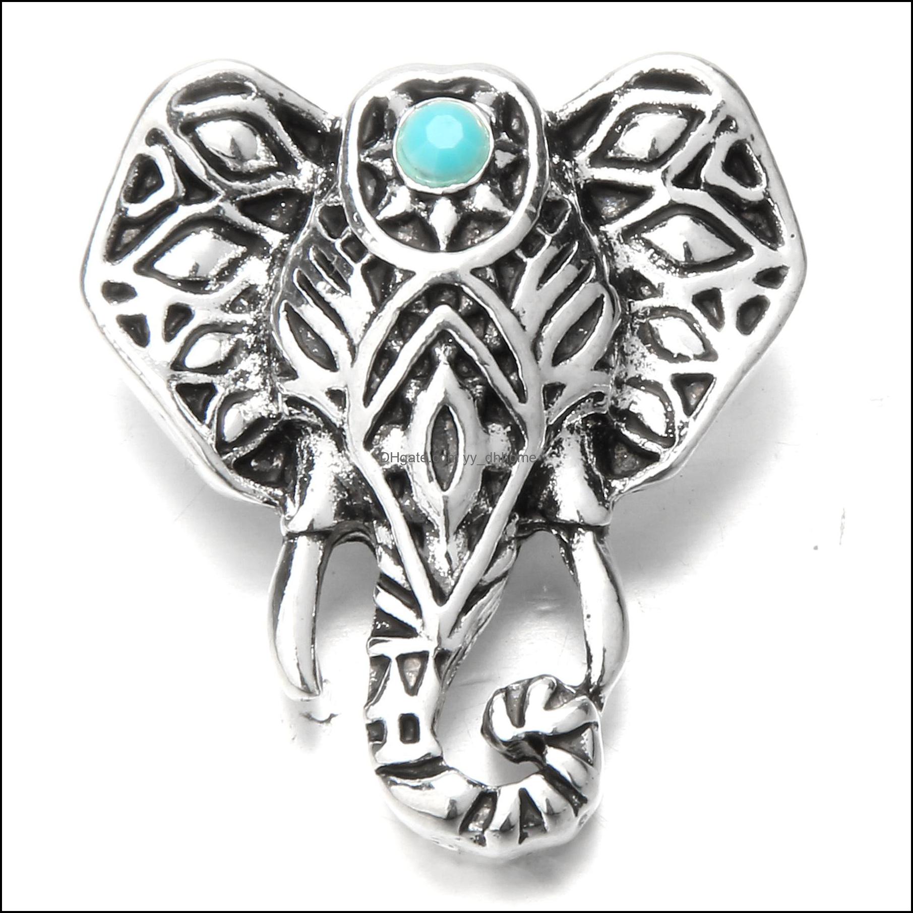 Other Alloy Elephant Head Snap Button Jewelry Components 18Mm Metal Snaps Buttons Fit Bracelet Bangle Noosa H15 Drop Deli Dhseller2010 Dhy2S