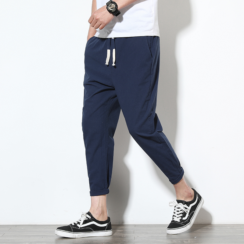 Men's Pants Cotton Joggers Men Solid Men's Harem Pants Summer Fitness Casual Ankle-Length Mens Trousers Streetwear Slim Male Pants 220907